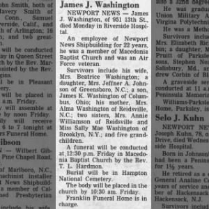 Obituary for James J. Washington