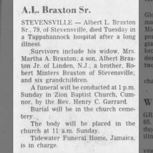 Obituary for Albert L. Braxton Sr.