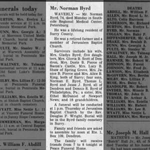 Obituary for Norman Byrd